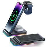 JOYROOM JR-WQN01 Îstasyona Şarjkirina Magnetîk a 3-di-1 de ji bo Telefon, Saet û Guhguhkan - Reş