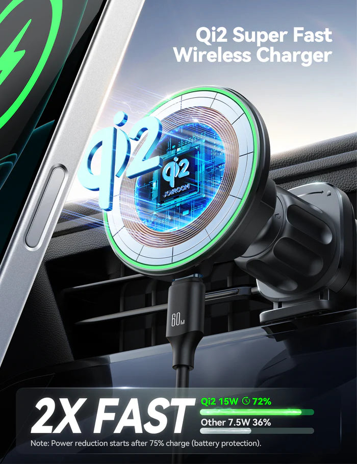 JOYROOM JR-ZS412 Çiyayê Şarjêrê Otomobîlê ya Bêtêl a Magnetîk bi Şarjêkirina Bêtêl a 15W | Qi2