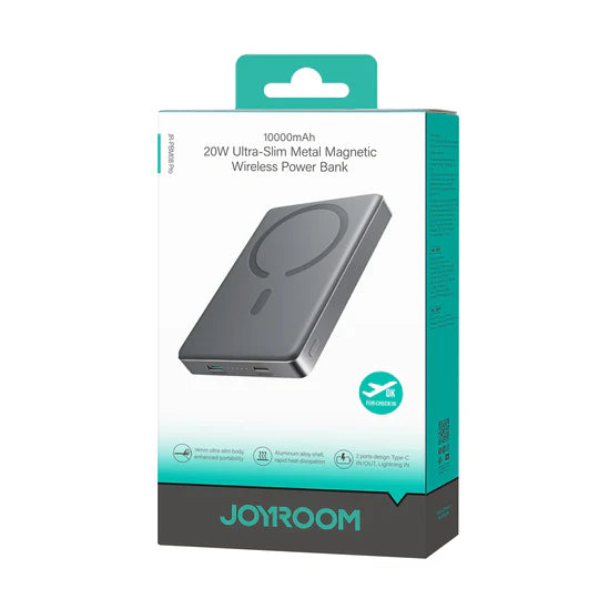 JOYROOM JR-PBM08 Bankeya Hêza Bêtêl a Metalî ya Magnetîk a Ultra Slim, 10,000mAh, Şarjkirina 20W - Gewr