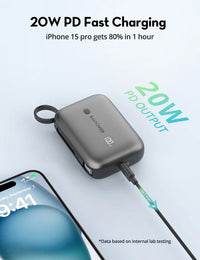 باور بانك راف باور PB1224 ب 3 منافذ بسعة 10,000 مللي أمبير وبقدرة شحن 20 واط | RAVPower RP-PB1224 10000mAh Power Bank 3-Port, 20W PD Fast Charging