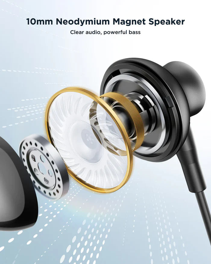 سماعات أذن جويرووم بمنفذ تايب سي وجودة صوت فائقة - اسود | JOYROOM Type C Half In Ear Earphones Superior Sound Quality - Black