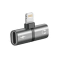 محول لايتننغ 2 في 1 سماعة وشحن | Promate iHinge-LT 2-in-1 Audio & Charging Adaptor - رمادي