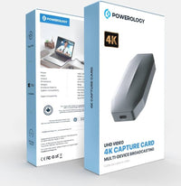 كارت التقاط فيديو UHD 4K للبث المتعدد من باورولوجي - اسود | Powerology UHD Video 4K Capture Card Multi-Device Broadcasting – Black.