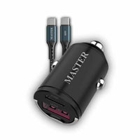 Şarjêra Otomobîlê ya MASTER Du Port LED 48W bi Kabloya Type-C bo Type-C 1.20M 66W – Reş
