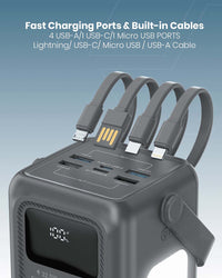 Moxedo 50,000mAh power station - built-in cables