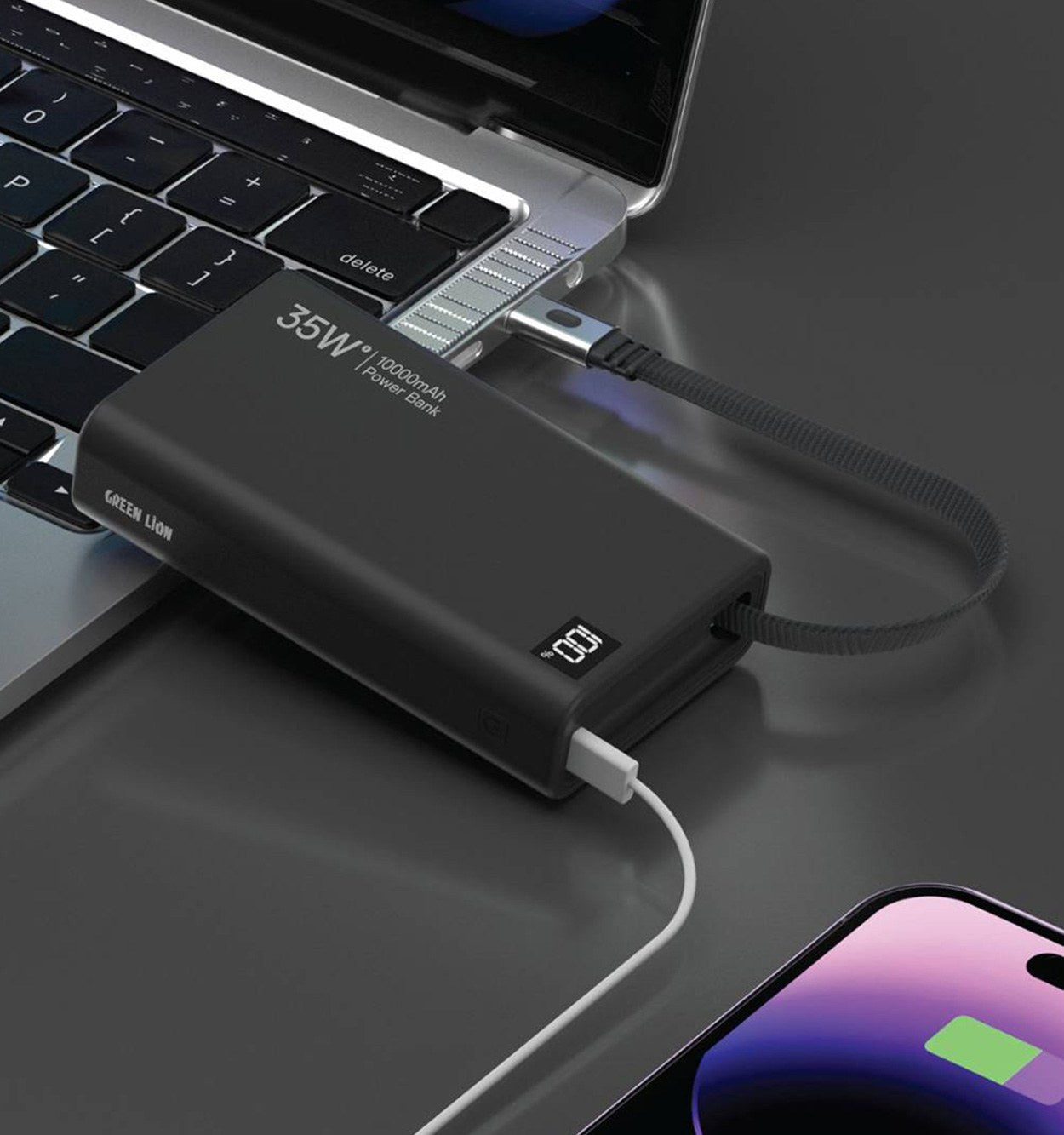 Bankeya Hêzê ya Vekêşbar a 20,000mAh ya Green Lion bi Şarjkirina 35W | Bankeya Hêzê ya Vekêşbar a 35W 20000mAh ya Green Lion
