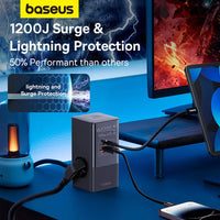 برج طاقة Baseus PowerCombo 3AC+2U+2C 35W - Baseus PowerCombo Tower Strip 3AC+2U+2C 35W 1.5m EU Black