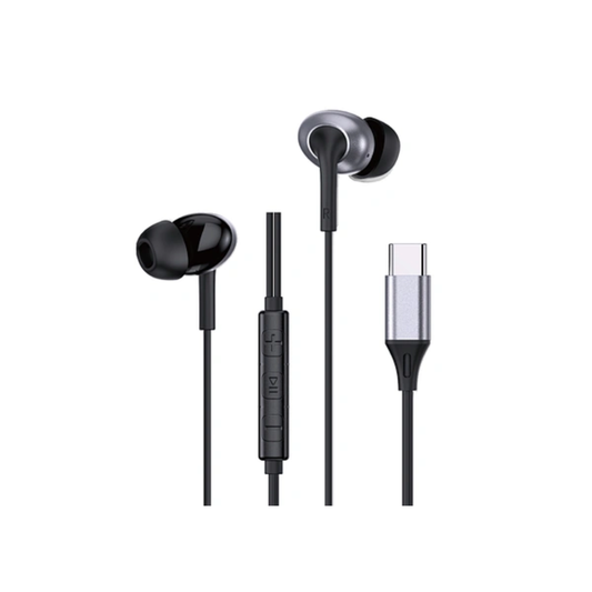 سماعات أذن ويوو EB318 سلكية ستيريو Type-C - أسود/أبيض | WiWU Type-C Earphone EB318 Wired Stereo - Black/White