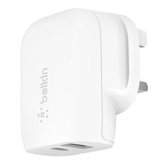 شاحن جداري بيلكن بمنفذي يو اس بي اي وتايب سي وبقدرة شحن 37 واط | Belkin 37W USB Type C PPS PD Dual Port Wall Phone Charger