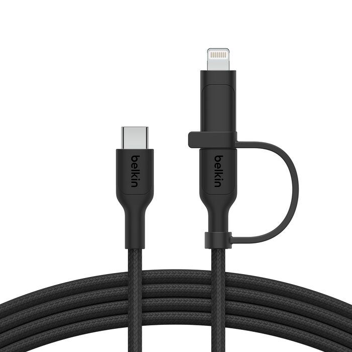 كيبل بيلكن 2 في 1 تايب سي مضفر مع محول لايتننغ | Belkin 2 in 1 USB-C Braided Cable with Lightning