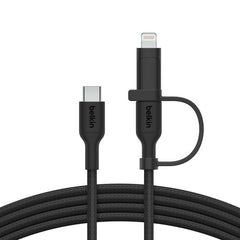 كيبل بيلكن 2 في 1 تايب سي مضفر مع محول لايتننغ | Belkin 2 in 1 USB-C Braided Cable with Lightning