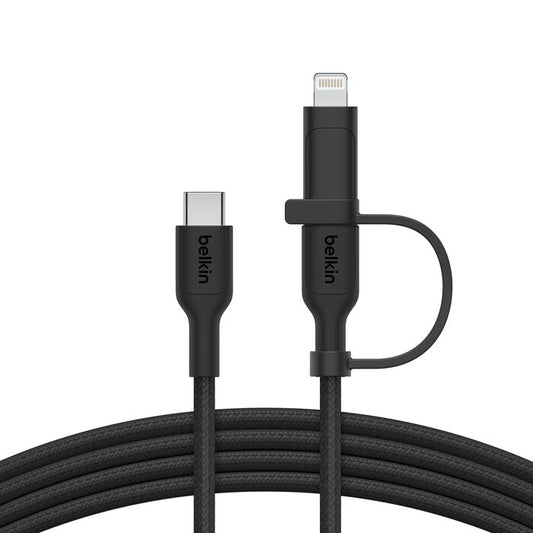 كيبل بيلكن 2 في 1 تايب سي مضفر مع محول لايتننغ | Belkin 2 in 1 USB-C Braided Cable with Lightning