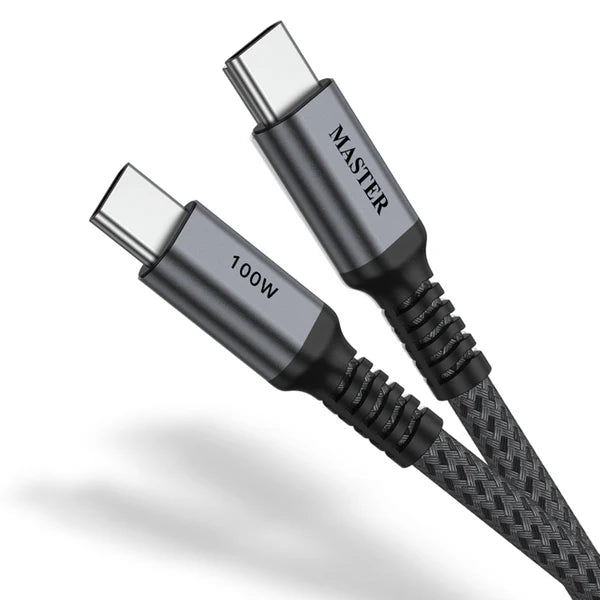 كيبل ماستر يو اس بي سي الى يو اس بي سي مضفر بقدرة 100 واط, 1.2 متر | Master Braided USB-C to USB-C Cable 100W 1.2M.