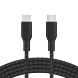 Belkin BoostCharge USB-C bo USB-C Braided Cable 100W PD 2M - Kabloya USB-C bo USB-C bi şarjêrê zêdekirî, ji naylonê pêçayî, hêza 100W, dirêjahiya 2 metreyan