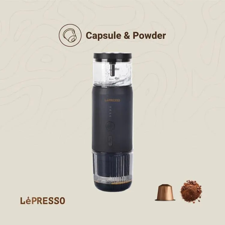 ماكينة إسبريسو محمولة LePresso مع مقياس حرارة حراري – أسود | LePresso Portable Espresso Machine with Thermal Meter – Black