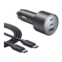 شاحن سيارة أنكر مع 3 منافذ بقدرة 167.5 واط مع كيبل تايب سي بطول 1 متر - رمادي | Anker Car Charger 3-Ports 67.5W with 1M USB-C Cable - Gray.