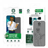 Green Lion 9H Steve Privacy Full Glass Screen Protector for iPhone 14 Pro (6.1") - Black | واقي شاشة جرين ليون ستيف بخاصية الخصوصية لآيفون 14 برو - أسود