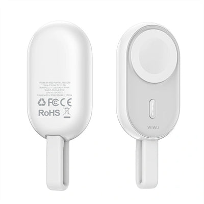 Şarjêra Bêtêl a 2-di-1ê ya Portable WiWU M20 bi Banka Hêzê ya 1200mAh - Şarjêra Bêtêl a 2-di-1ê de bi Banka Hêzê ya 1200mAh ji bo Saet û Telefonan ji WiWU
