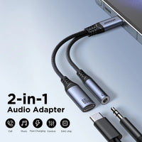 محول جويرووم SY-C02 للصوت 2 في 1 من تايب سي الى تايب سي و 3.5 ملم | Joyroom SY-C02 Audio-Transfer Series 2-in-1 Audio Adapter (Type-C to 3.5mm + Type-C)