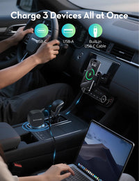 شاحن سيارة راف باور RP-VC1021 بقدرة 75 واط مع كيبل قابل للسحب - أسود | RAVPower RP-VC1021 Car Charger 75W with Retractable Cable - Black