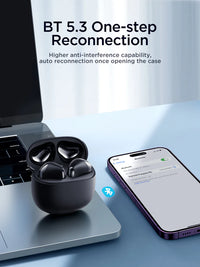 Joyroom JR-FB1 Wireless Earbuds 35H Playtime, 13mm Driver, BT 5.3 - سماعات جويروم اللاسلكية – صوت فائق، تصميم مريح، شحن سريع