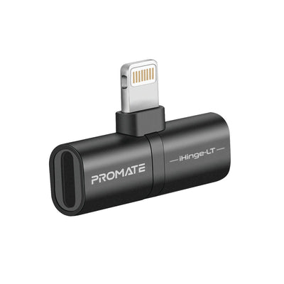 Promate iHinge-LT Black 2-in-1 Lightning audio and charging adapter - main view