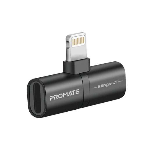 Promate iHinge-LT Black 2-in-1 Lightning audio and charging adapter - main view