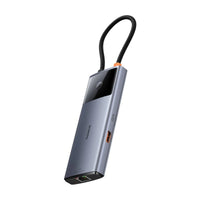 Baseus Hub Metal Gleam Series II 6 in 1 Type-C HUB HDMI 4K60HZ RJ45 Space Grey - هاب بيسوس 6 في 1 تايب سي