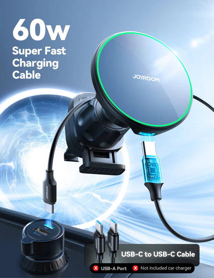 JOYROOM JR-ZS412 Çiyayê Şarjêrê Otomobîlê ya Bêtêl a Magnetîk bi Şarjêkirina Bêtêl a 15W | Qi2
