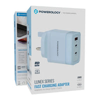 شاحن باورولوجي Lunex PD 65 واط USB-C شحن سريع – محول طاقة عالي للأجهزة واللابتوب | Powerology Lunex Series 65W PD Fast Charging USB-C Adapter