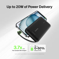 Bankeya Hêzê ya Belkin 10K bi Kabloya USB-C ya Yekbûyî - Bankeya Hêzê ya 10,000 mAh bi Kabloya Type-C