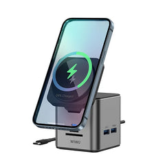 دوكينج ستيشن ويوو Wi-W025 9في1 مع شحن لاسلكي 15W وPD 100W | WiWU 9 in 1 Docking Station Wi-W025 with 15W Wireless Charging & PD 100W