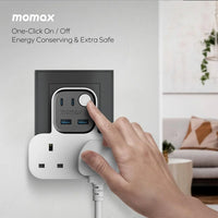 مشترك موماكس Charge Work Flow بشكل حرف T مع منافذ يو اس بي | Momax Charge Work Flow T-Shaped Extension With USB Ports