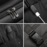 حقيبة ظهر بانجي للاعمال مضادة للسرقة بسعة كبيرة ومقاومة للماء - اسود | BANGE Men’s Business Double-Shoulder Waterproof Travel Backpack – Black