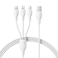 Baseus Ultra-Fast 3-in-1 Cable USB-A to Micro+Lightning+Type-C 3.5A 1.3m White | كابل بيسوس الترا فاست 3 في 1 يو اس بي 3.5 أمبير 1.3 متر أبيض