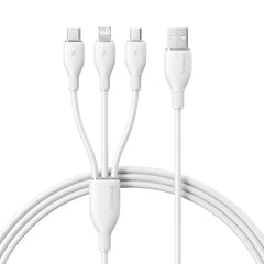 Baseus Ultra-Fast 3-in-1 Cable USB-A to Micro+Lightning+Type-C 3.5A 1.3m White | كابل بيسوس الترا فاست 3 في 1 يو اس بي 3.5 أمبير 1.3 متر أبيض