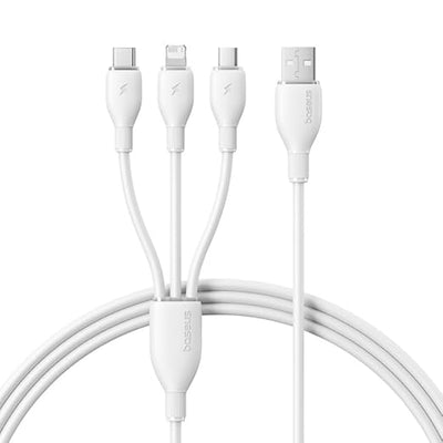 Baseus Ultra-Fast 3-in-1 Cable USB-A to Micro+Lightning+Type-C 3.5A 1.3m White | كابل بيسوس الترا فاست 3 في 1 يو اس بي 3.5 أمبير 1.3 متر أبيض