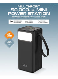 Moxedo 50,000mAh 20W power station - ports view