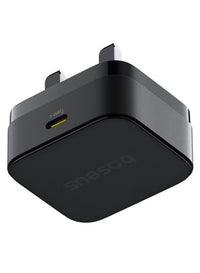 Baseus Palm Charger 1C 20W UK Black with Cable C→iP 1m | شاحن بيسوس بالم 20 واط مع كابل 1 متر