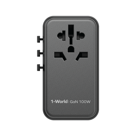 شاحن سفر موماكس 1-World  العالمي ب 4 منافذ وبقدرة شحن 100 واط | Momax 1-World 100W GaN Charger | 4-Port Universal Fast Charger with AC Travel Adapter