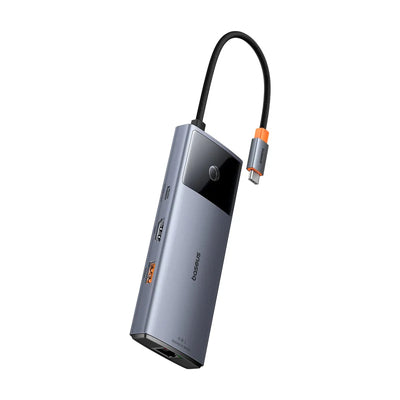 Baseus Hub Metal Gleam Series II 6 in 1 Type-C HUB HDMI 4K60HZ RJ45 Space Grey - هاب بيسوس 6 في 1 تايب سي