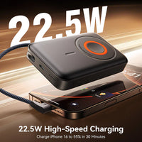 JOYROOM 3-di-1 Bankeya Hêza Magnetîk a 3-di-1 de, Kapasîteya 10,000mAh, Barkirina 22.5W - Reş | JOYROOM JR-PBM02 22.5W 3-di-1 Bankeya Hêza Mobîl a Magnetîk 10000mAh – Reş