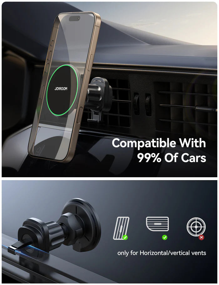JOYROOM JR-ZS412 Çiyayê Şarjêrê Otomobîlê ya Bêtêl a Magnetîk bi Şarjêkirina Bêtêl a 15W | Qi2