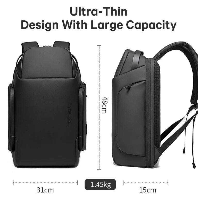 Çenteya Piştê ya Pir-Beş a Bange Dire bi Qulfa TSA û Porta Barkirina USB | Çenteya Piştê ya Laptopê ya Pir-Beş a Future Aesthetic a Bange Dire - Reş