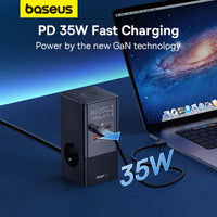 برج طاقة Baseus PowerCombo 3AC+2U+2C 35W - Baseus PowerCombo Tower Strip 3AC+2U+2C 35W 1.5m EU Black