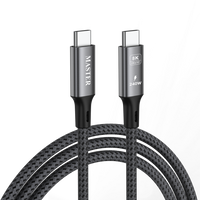 كيبل ماستر مظفر تايب سي الى تايب سي بقدرة شحن 240 واط وسرعة 40 Gbps ودعم 8K بطول 1 متر - رمادي | Master Braided 240W/40Gbps/8K60Hz Cable USB-C to USB-C 1M - Gray