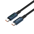 كيبل ماستر مظفر تايب سي الى تايب سي بقدرة شحن 240 واط وطول 1.2 متر مع شاشة LED - ازرق داكن | Master Braided 240W/480Mbps Cable USB-C to USB-C 1.2M With LED Display - Dark Blue
