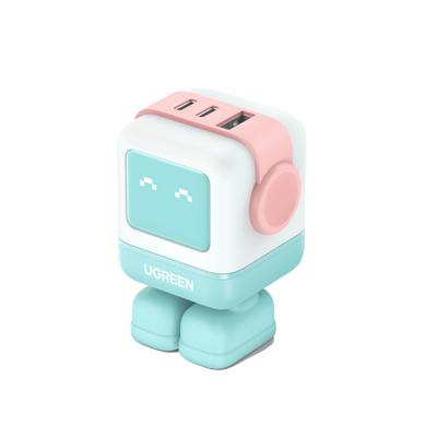 شاحن سريع Ugreen USB-A+2*USB-C 65W Robot GaN Tech Fast Charger