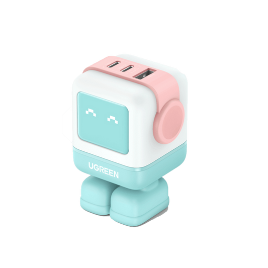 شاحن سريع Ugreen USB-A+2*USB-C 65W Robot GaN Tech Fast Charger