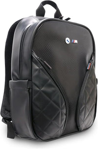 BMW Carry On Backpack PU Leather Carbon M Collection 15" Expandable Travel Bag | حقيبة ظهر BMW من CG Mobile جلد PU كربون M Collection لاب توب 15 بوصة